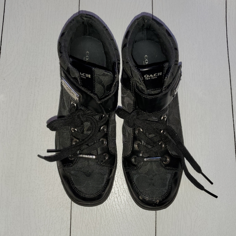 Coach Logo Black Hightop Sneaker Shoe